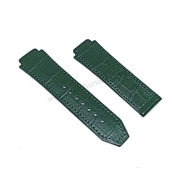 Fits/For Hublot wristwatches 48mm - 19mm British Racing Green Handmade Genuine Leather Replacement Watch Band Strap Belt