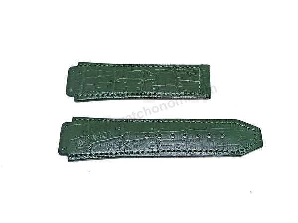 Fits/For Hublot wristwatches 48mm - 19mm British Racing Green Handmade Genuine Leather Replacement Watch Band Strap Belt