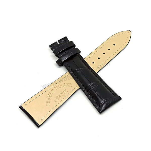 22mm Black , Brown Genuine Leather Watch Band Strap Compatible For Franck Muller