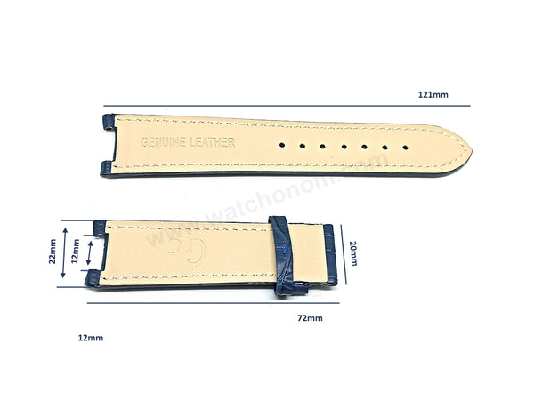 Fits/For Guess Collection GC - Sport Chic SE-1  - 43004G1 , I43004G1 - Replacement Navy Blue Leather Watch Band Belt Strap