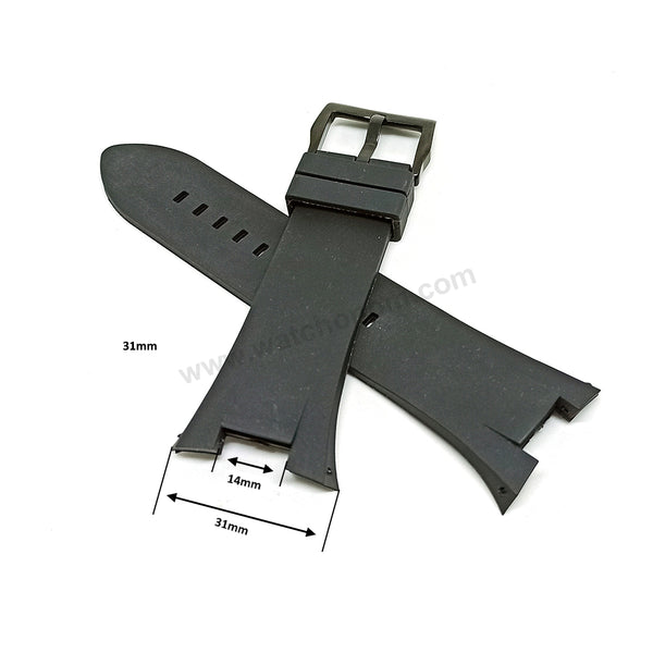 Armani Exchange AX1042 , AX1050 , AX1067 , AX1089 , AX1090 - Fits with 31mm Black Rubber Silicone Replacement Watch Band Strap