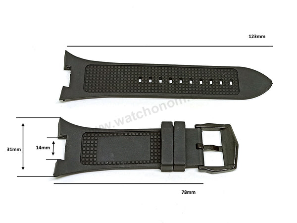 Armani Exchange AX1110 , AX1112 , AX1113 , AX1114 , AX1106 - Fits with 31mm Black Rubber Silicone Replacement Watch Band Strap