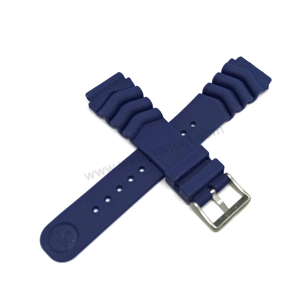 Fits/For Seiko Prospex Sea , Save The Ocean , 5 Sports - Z22 Replacement 22mm Navy Blue Rubber Watch Band Strap Belt