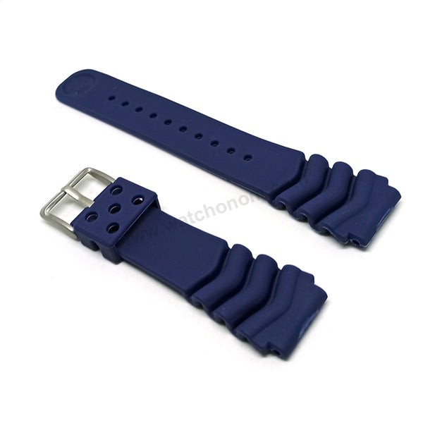 Fits/For Seiko Prospex Sea , Save The Ocean , 5 Sports - Z22 Replacement 22mm Navy Blue Rubber Watch Band Strap Belt