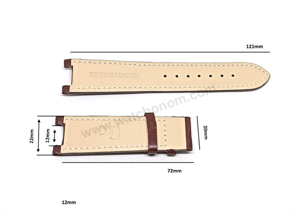 Fits/For Guess Collection GC-3 Sports X10001G1S, X72026G1S , X72001G1S - Replacement Brown Bright Leather Watch Band Belt Strap