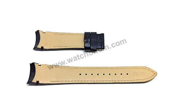 Seiko Premier 7D56-0AB0 - SNP093P2 , SNP114P2 , SNP115P1  Compatible for 21mm Black Genuine Leather Curved end Replacement Watch Band Strap