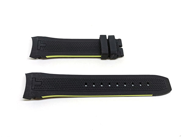 23mm Black Rubber with Light Yellow Lines Replacement Watch Strap Band fits with Tissot PRS 516 T079427