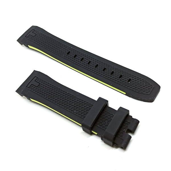 23mm Black Rubber with Light Yellow Lines Replacement Watch Strap Band fits with Tissot PRS 516 T079427