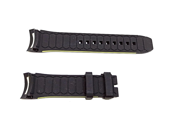 23mm Black Rubber with Light Yellow Lines Replacement Watch Strap Band fits with Tissot PRS 516 T079427