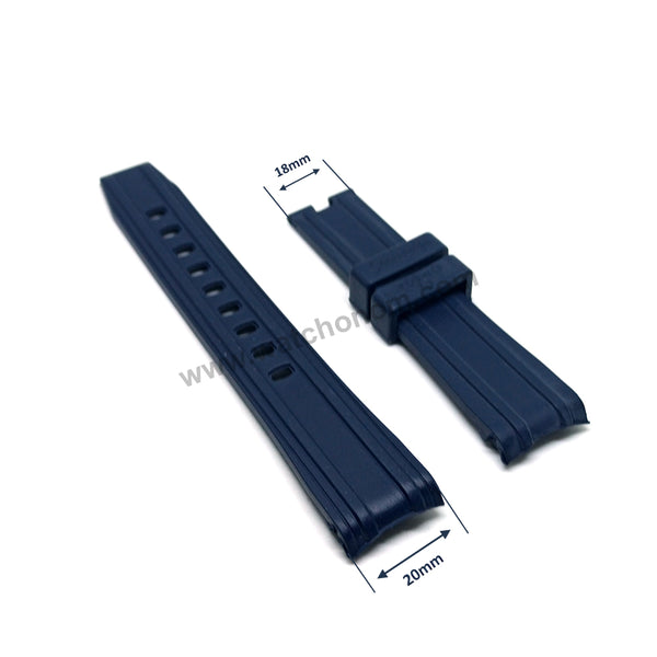 Compatible for Omega Seamaster 300m 600m - 20mm Navy Blue Rubber Curved end Replacement Watch Band Strap