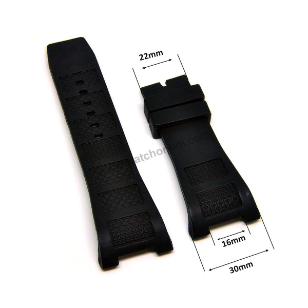 Compatible for IWC Ingenieur IW378505 , IW378507 , IW378509 - 30mm Black Rubber Curved Replacement Watch Band Strap