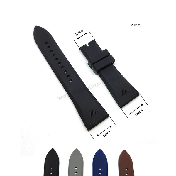 Fits/For Emporio Armani AR4237 , AR4239 , AR0349 , AR0499 - 24mm Black Rubber Silicone Replacement Watch Band Strap Belt