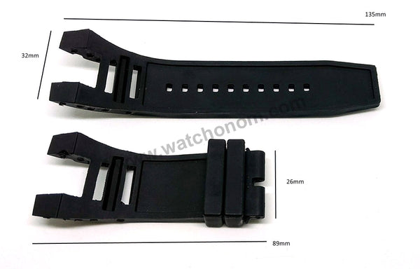 Fits/For Invicta Subaqua NOMA IV 4 16141 , 16142 , 16143 , 16146 , 16147 , 16308 , 16983 , 16984 - 32mm Black Rubber Replacement Watch Band Strap