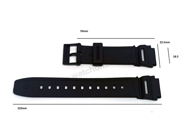 Fits/For Casio AQ-150W - 18.5mm White Letters on Black Rubber Replacement Watch Band Strap Belt