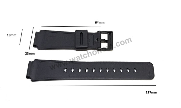 Original Casio AW-60 Personal Trainer Replacement Watch Band Strap - 18mm Black Rubber NOS