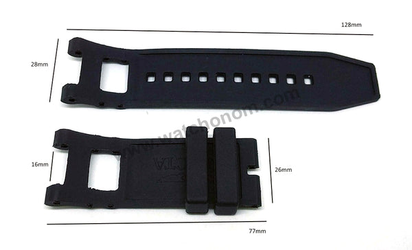 Fits/For Invicta SUBAQUA 3 NOMA III 5511, 5517, 6043, 1149, 1150, 1151, 1577 - 28mm Black Rubber Watch Band Strap Belt