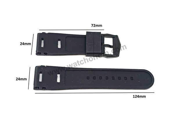 24mm Black Soft Silicone Watch Band Strap Compatible For Jorg Hysek Abyss