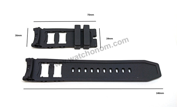 Fits/For Invicta Pro Diver 38577 , 38578 , 38580 , 38581 , 38586 , 38655 , 38656 - 26mm Black Rubber Replacement Watch Band Strap