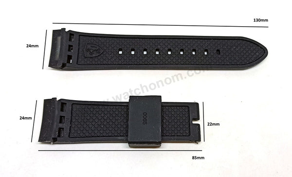 Fits/for Scuderia Ferrari SF.13.1.29.016* - 24mm Black Rubber Replacement Watch Band Strap Belt