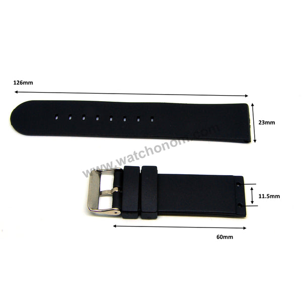 Welder K24 3003 / 3100 / 3101 Compatible with 23mm Black Rubber Replacement Watch Band / Strap