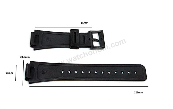 Fits/For Casio AQ-47 - 18mm Black Rubber Silicone Replacement Watch Band Strap Belt