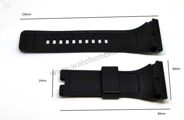 Diesel DZ4165 , DZ4183 , DZ4184 , DZ4188 , DZ4196 Compatible with  - 34mm Black Rubber Watch Strap Band