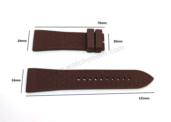 Fits/For Emporio Armani AR0348 , AR0337 , AR0338 - 24mm Brown Rubber Silicone Replacement Watch Band Strap Belt