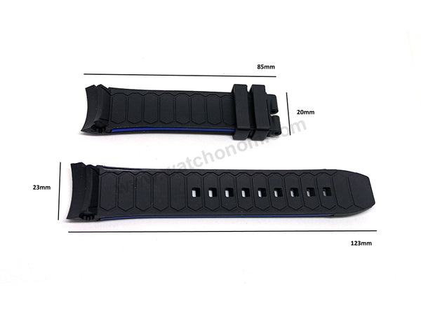 23mm Black Rubber with Blue Lines Replacement Watch Strap Band fits with Tissot PRS 516 T079427