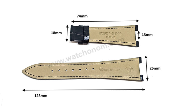 Compatible with Patek Philippe Nautilus 5726A , 5712G , 5712GR , 5712GA , 5980R - 25mm Black , Brown Genuine Leather Replacement Watch Strap Band