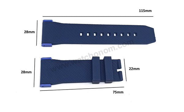 Fits/ For Puma Ultrasize PU103461005 , PU103461021 , PU103911009 , PU103981006  - 28mm Blue Rubber Replacement Watch Band Strap (with blue lug parts)