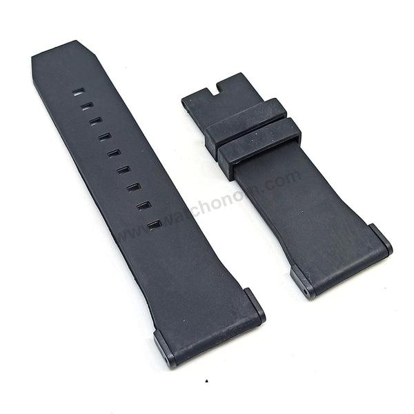 Fits/ For Puma Ultrasize PU103461001 , PU103461002 , PU103461003 , PU103461004 , PU103461008 - 28mm Black Rubber Replacement Watch Band Strap (with black lug parts)