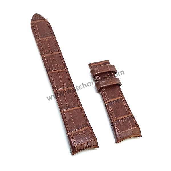 Seiko Premier 7D56-0AA0 - SNP023P1 , SNP025P1 , SNP038P1  Compatible for 21mm Brown Genuine Leather Curved end Replacement Watch Band Strap