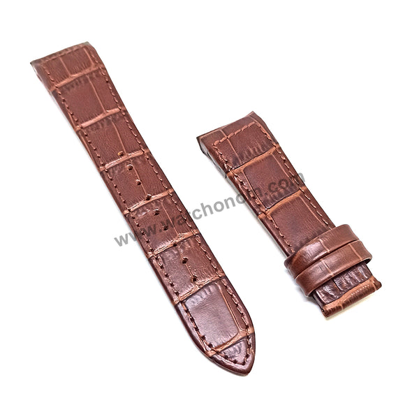 Seiko Premier 7T62-0JW0 - SNAF22P1 , SNAF21P1  Compatible for 21mm Brown Genuine Leather Curved end Replacement Watch Band Strap