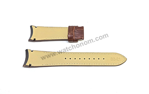 Seiko Premier 7D56-0AA0 - SNP023P1 , SNP025P1 , SNP038P1  Compatible for 21mm Brown Genuine Leather Curved end Replacement Watch Band Strap