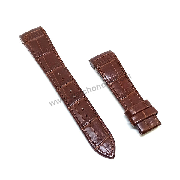 Seiko Premier 7D56-0AB0 - SNP096P1 , SNP127P1  Compatible for 21mm Brown Genuine Leather Curved end Replacement Watch Band Strap