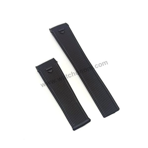 22mm Black Rubber / Silicone Curved end Replacement Watch Band / Strap Compatible for Tag Heuer Aquaracer