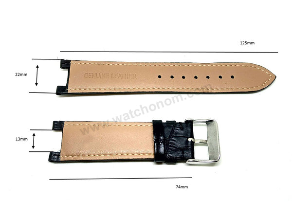 Guess Collection GC 22mm Black Leather Watch Band Strap A47001G2 A47001GC