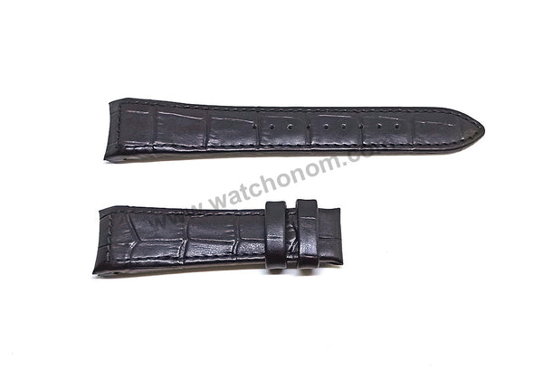 Seiko Premier 7D48-0AL0 - SNP061P1 , SNP084P1  Compatible for 21mm Black Genuine Leather Curved end Replacement Watch Band Strap