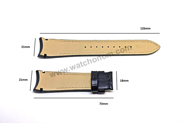 Seiko Premier 7T62-0JW0 - SNAD29P1 , SNAF24P1  Compatible for 21mm Black Genuine Leather Curved end Replacement Watch Band Strap