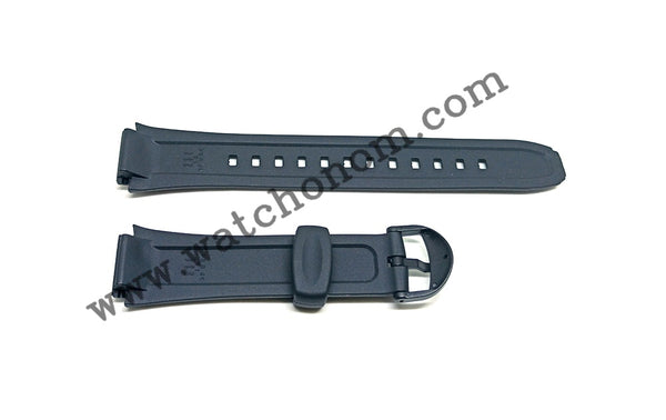 Fits/For Casio W-210 - 18mm Black Rubber Replacement Watch Band Strap