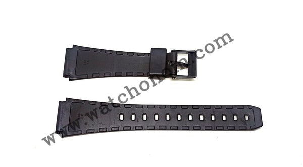 Casio W-721 Watch Band Strap 20mm Black Rubber NOS WR Resist Original