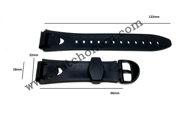 Casio W-732H Watch Band Strap 18mm Black Rubber NOS Rare Original