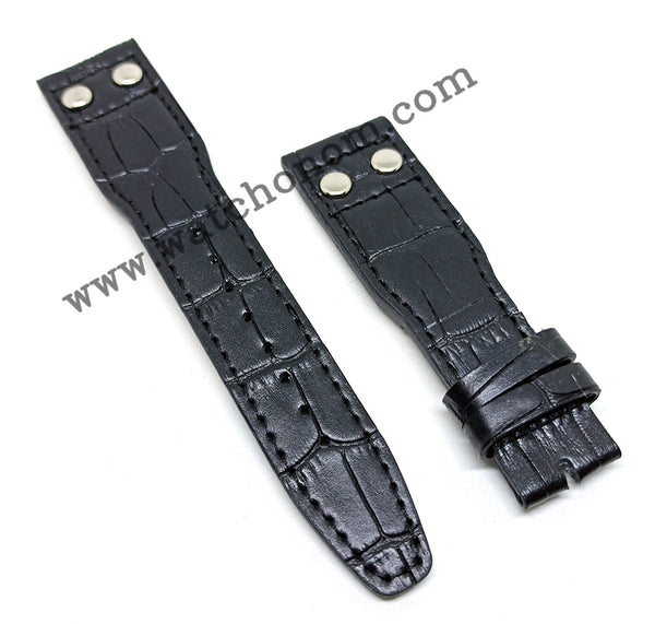 IWC Watch Big Pilot 22mm Black Leather Watch Band Strap IW501001 IW501012
