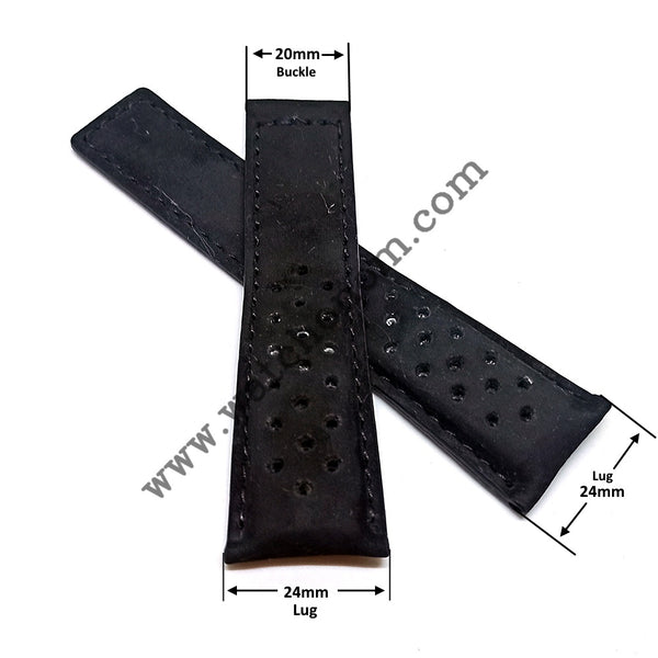 Tag Heuer 24mmx20mm Black Genuine Suede Leather Watch Strap Band