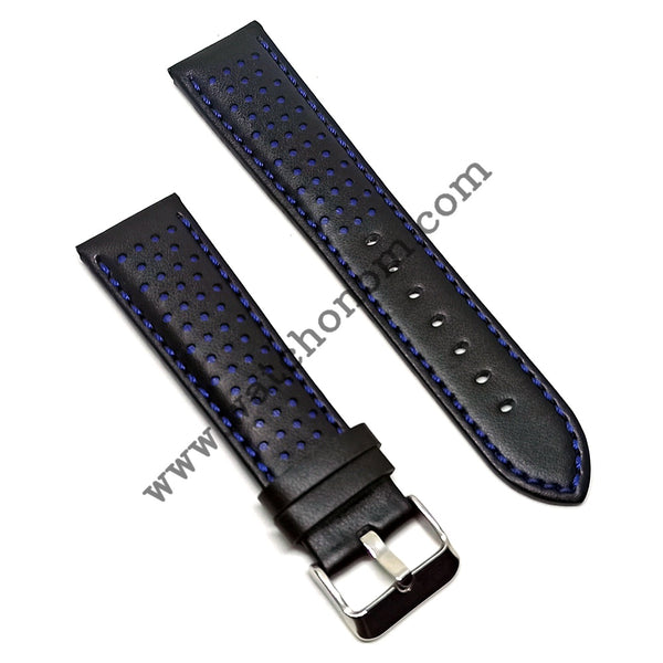 Tissot Chrono XL 22mm Black Blue Leather Watch Band Strap T116617